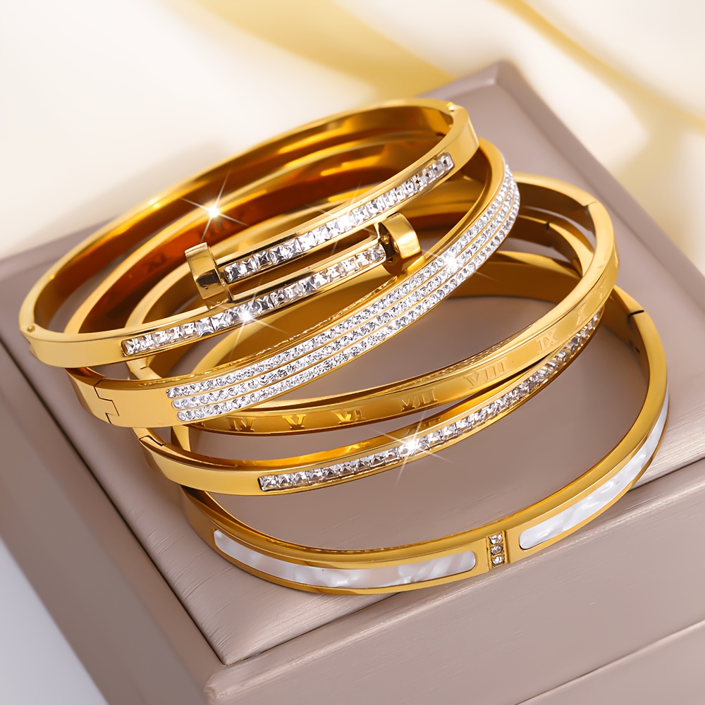 5pc Stylish Stainless Steel Bracelets Set for Women
